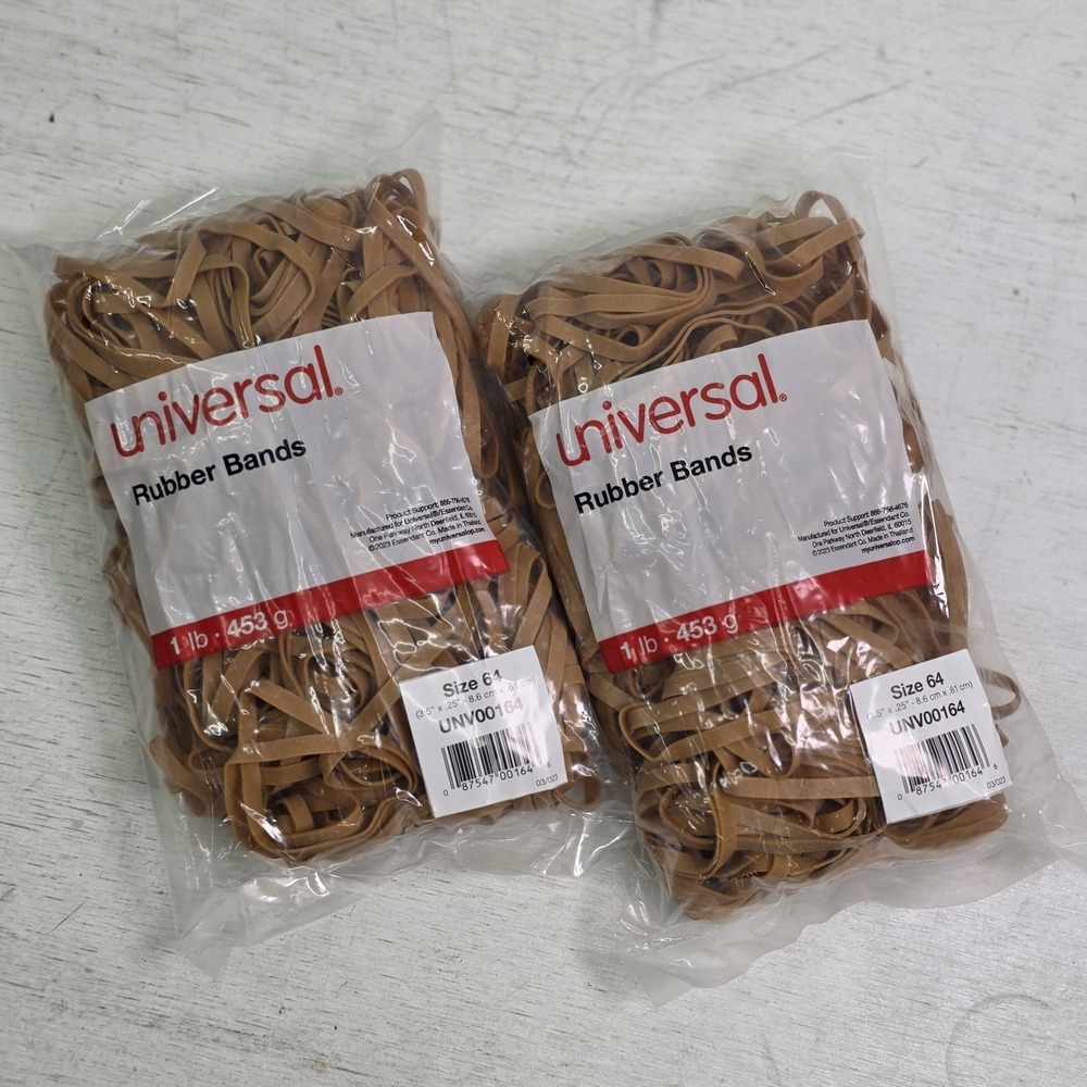 Universal (3.5" x .25") 1/4" Size 64 Rubber Bands Beige (320/Pack) 2 - 1lb Bags